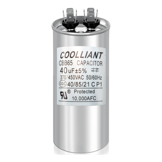 Round HVAC 40(uF/MFD) Motor Run/Start AC Capacitors - 370/440VAC/450VAC Air Conditioner Unit Capacitor(CBB65B) for A/C Condenser and Compressor
