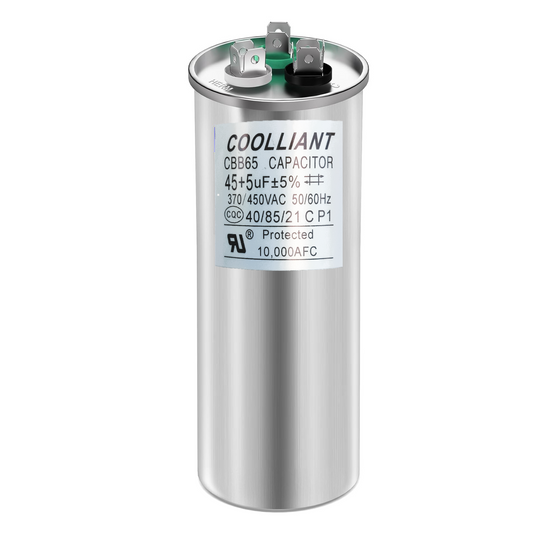 HVAC 45+5(uF/MFD) Dual Run/Start AC Capacitors - 370/440VAC/450VAC Air Conditioner Round Capacitor(CBB65B) for A/C Condenser Fan Motor and Compressor Unit