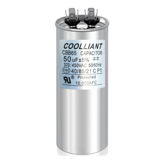 Round HVAC 50(uF/MFD) Motor Run/Start AC Capacitors - 370/440VAC/450VAC Air Conditioner Unit Capacitor(CBB65B) for A/C Condenser and Compressor