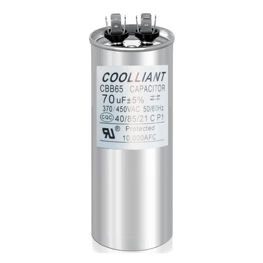 Round HVAC 70(uF/MFD) Motor Run/Start AC Capacitors - 370/440VAC/450VAC Air Conditioner Unit Capacitor(CBB65B) for A/C Condenser and Compressor