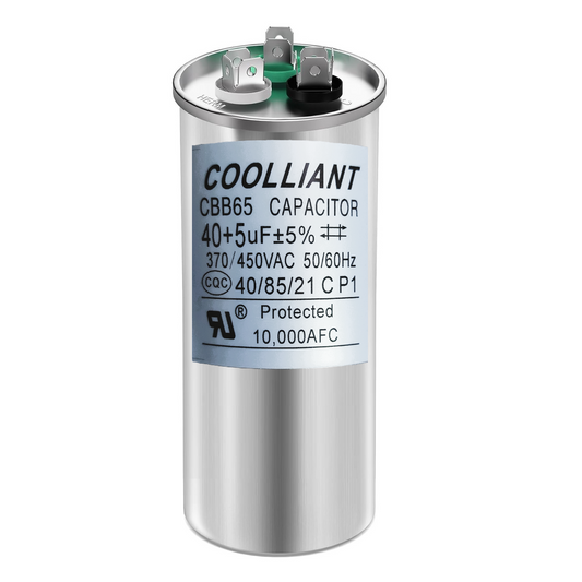 HVAC 40+5(uF/MFD) Dual Run/Start AC Capacitors - 370/440VAC/450VAC Air Conditioner Round Capacitor(CBB65B) for A/C Condenser Fan Motor and Compressor Unit