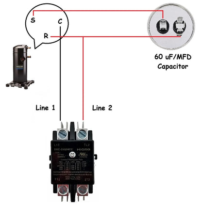 Round HVAC 60(uF/MFD) Motor Run/Start AC Capacitors - 370/440VAC/450VAC Air Conditioner Unit Capacitor(CBB65B) for A/C Condenser and Compressor