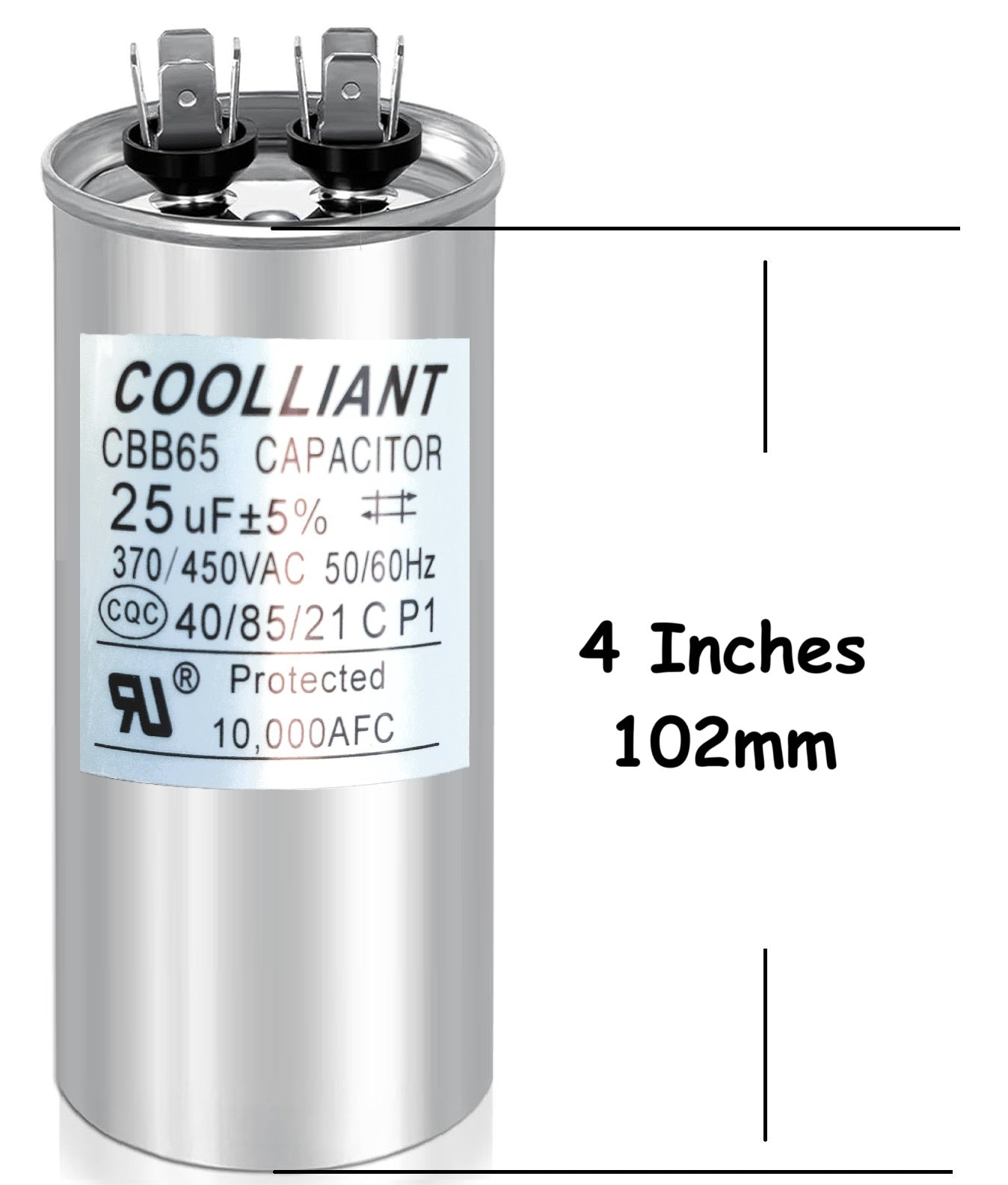 Round HVAC 25(uF/MFD) Motor Run/Start AC Capacitor - 370/440VAC/450VAC Air Conditioner Unit Capacitor(CBB65) for A/C Condenser and Compressor