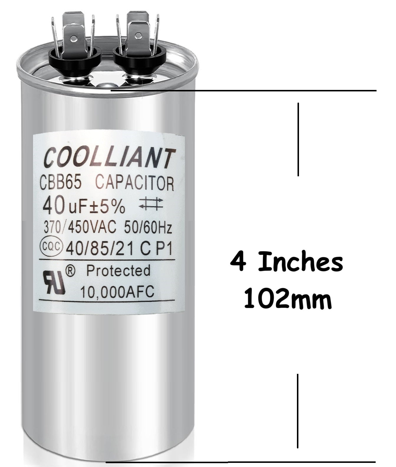 Round HVAC 40(uF/MFD) Motor Run/Start AC Capacitors - 370/440VAC/450VAC Air Conditioner Unit Capacitor(CBB65B) for A/C Condenser and Compressor