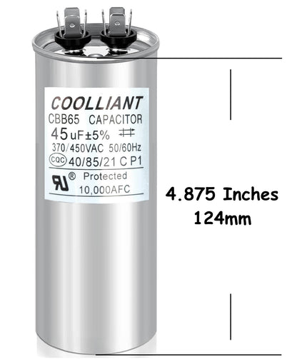 uF/MFD Round HVAC Motor Run/Start AC Capacitors - 370/440VAC/450VAC Air Conditioner Unit Capacitor(CBB65) for A/C Condenser and Compressor