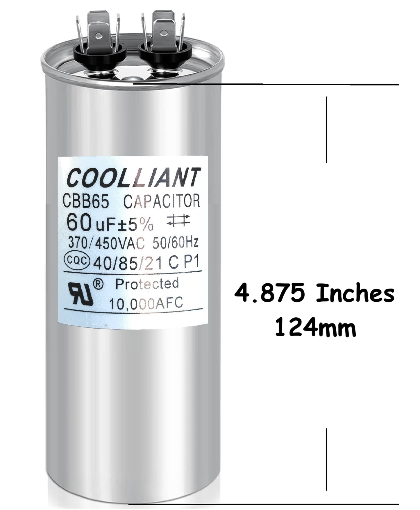 Round HVAC 60(uF/MFD) Motor Run/Start AC Capacitors - 370/440VAC/450VAC Air Conditioner Unit Capacitor(CBB65B) for A/C Condenser and Compressor