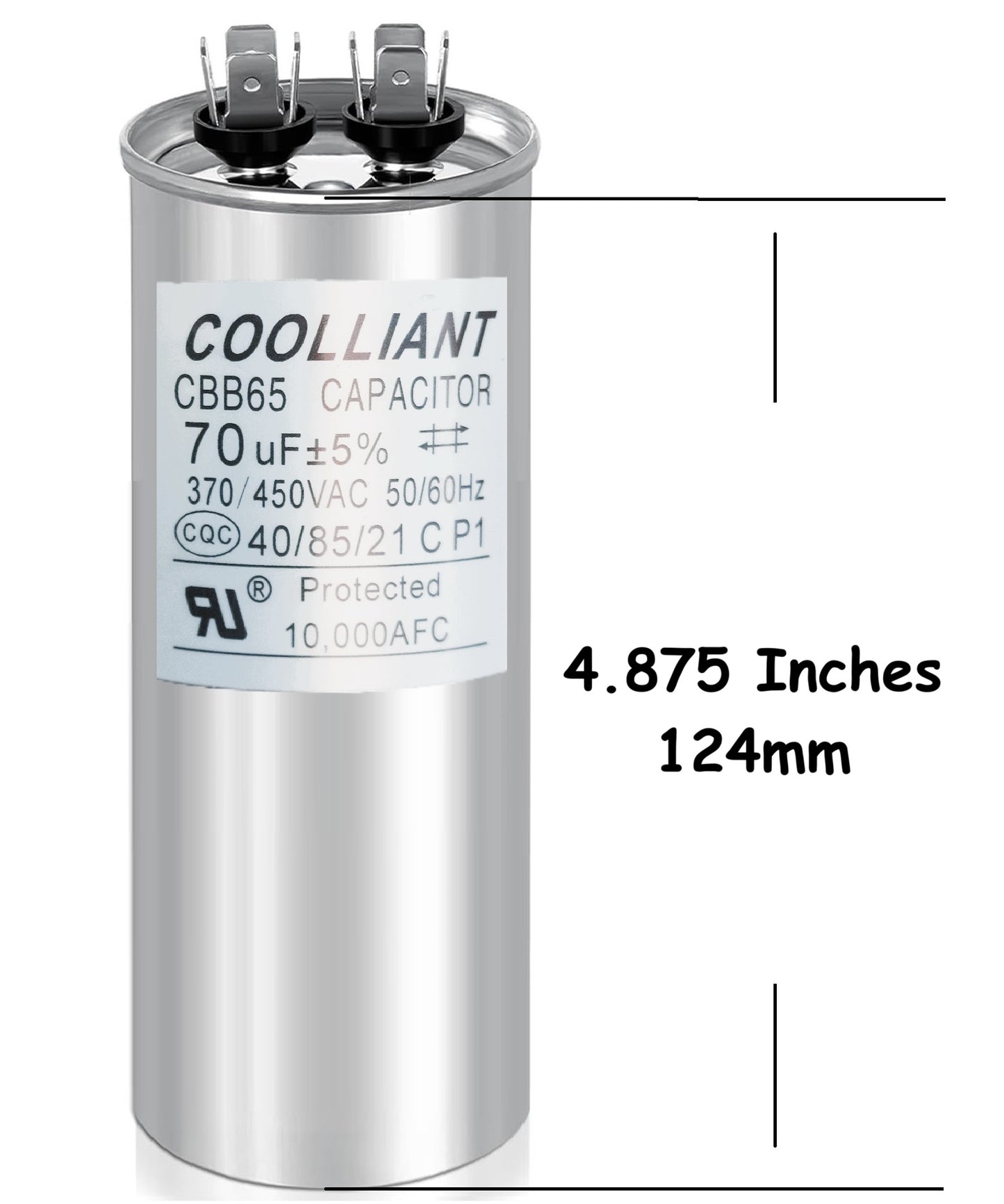 Round HVAC 70(uF/MFD) Motor Run/Start AC Capacitors - 370/440VAC/450VAC Air Conditioner Unit Capacitor(CBB65B) for A/C Condenser and Compressor