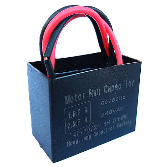 1.5uF+2.5uF (3 or 4 Wires Compatible) 250VAC Start/Run Motor and Fan Capacitor(CBB61) Replacement for New TECH, Ceiling Fan, Range Hood, Water Pump, Washing Machine, and Generator