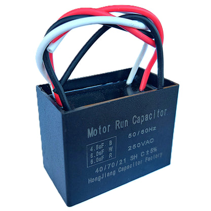 4.5uF+6uF+6uF (4, 5, or 6 Wires Compatible) 250VAC Motor and Fan Capacitor(CBB61) Replacement for New Harbor Breeze Hunter, Ceiling Fan, Range Hood, Water Pump, Washing Machine, and Generator