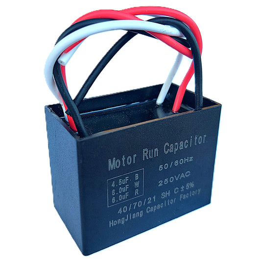 4.5uF+6uF+6uF (4, 5, or 6 Wires Compatible) 250VAC Motor and Fan Capacitor(CBB61) Replacement for New Harbor Breeze Hunter, Ceiling Fan, Range Hood, Water Pump, Washing Machine, and Generator