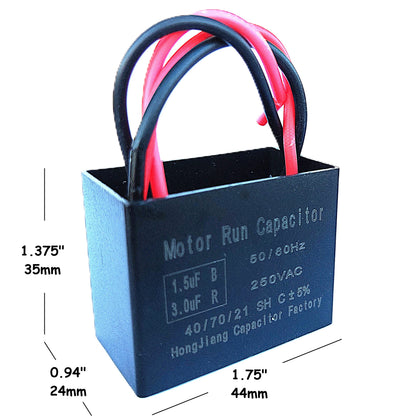 1.5uF+3uF (3 or 4 Wires Compatible) 250VAC Run/Start Motor and Ceiling Fan Capacitor(CBB61) Compatible with Electrical Power Relay Connecting Capacitor