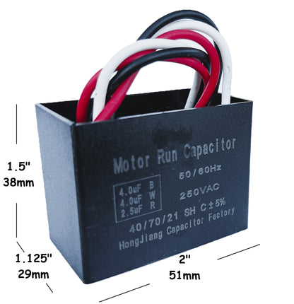 2.5uF+4uF+4uF (4, 5, or 6 Wires Compatible) 250VAC Motor and Fan Capacitor(CBB61) Replacement for Hampton Bay Ceiling Fan, Range Hood, Water Pump, Washing Machine, and Generator