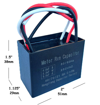 4.5uF+6uF+6uF (4, 5, or 6 Wires Compatible) 250VAC Motor and Fan Capacitor(CBB61) Replacement for New Harbor Breeze Hunter, Ceiling Fan, Range Hood, Water Pump, Washing Machine, and Generator