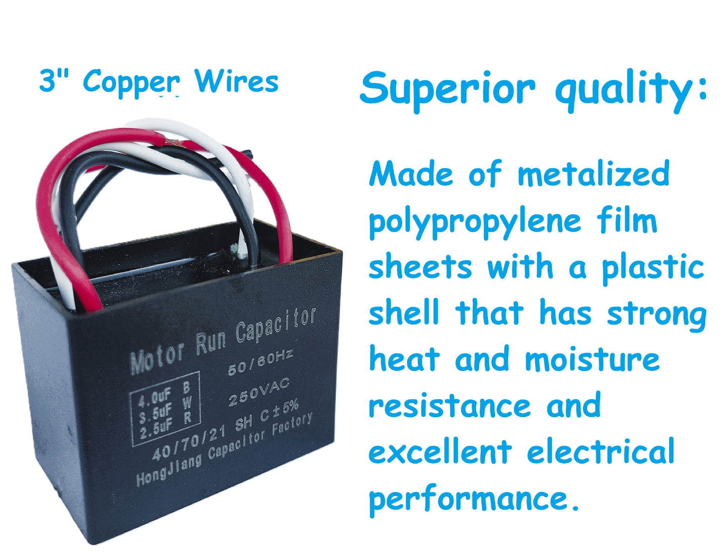 2.5uF+3.5uF+4uF (4, 5, or 6 Wires Compatible) 250VAC Motor and Fan Capacitor(CBB61) Replacement for Harbor Breeze Ceiling Fan, Range Hood, Water Pump, Washing Machine, and Generator