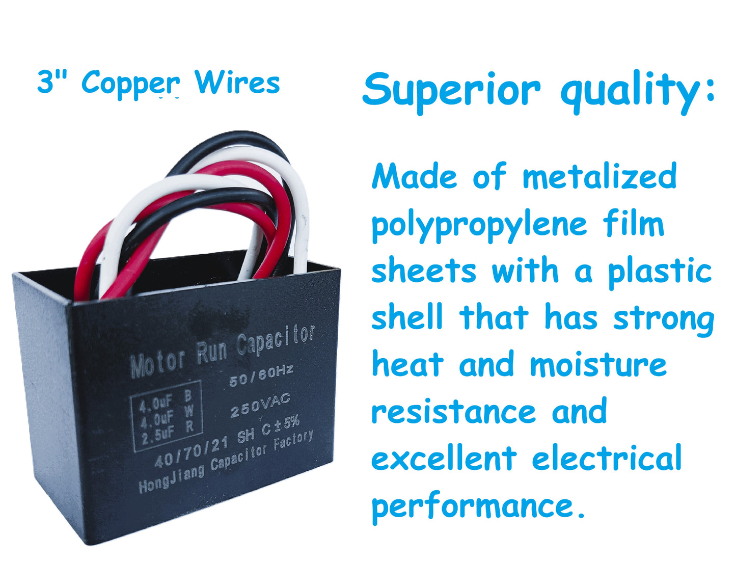2.5uF+4uF+4uF (4, 5, or 6 Wires Compatible) 250VAC Motor and Fan Capacitor(CBB61) Replacement for Hampton Bay Ceiling Fan, Range Hood, Water Pump, Washing Machine, and Generator