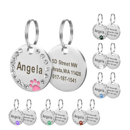 Personalized Dog/Cat Cute Paw Pet ID Tag with Unique Laser Engraving Name and Phone Number for Pet Collar or Key Chain