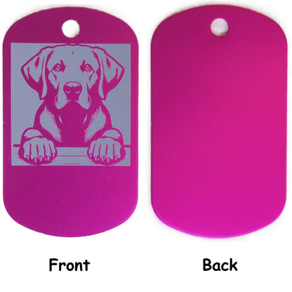Rectangular Military Style Personalized Labrador Retriever Dog ID Tag - Dog Name Tag for Pet Collar