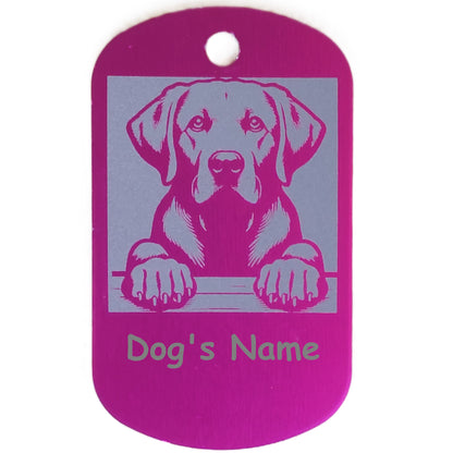 Rectangular Military Style Personalized Labrador Retriever Dog ID Tag - Dog Name Tag for Pet Collar