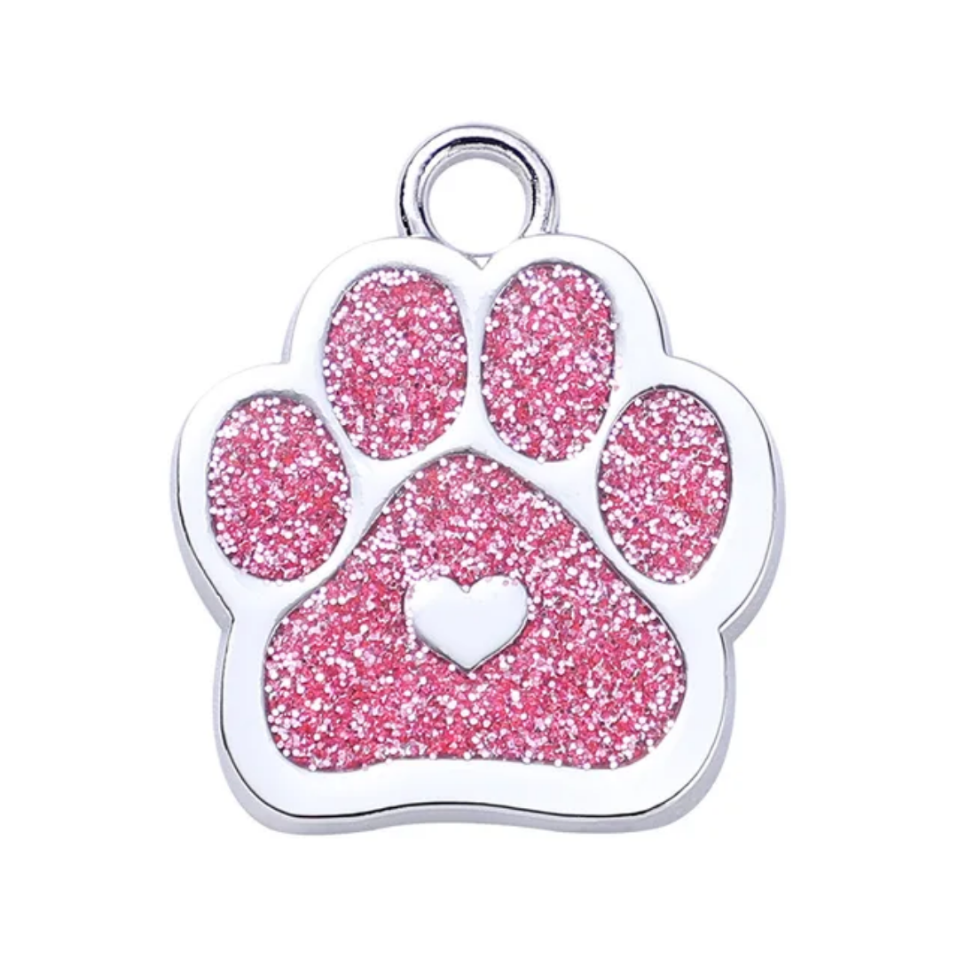Personalized Dog/Cat Cute Paw Shape with Heart Pet ID Tag for Pet Collar or Key Chain - Puppy and Kitten Name tag
