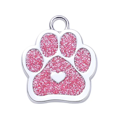 Personalized Dog/Cat Cute Paw Shape with Heart Pet ID Tag for Pet Collar or Key Chain - Puppy and Kitten Name tag