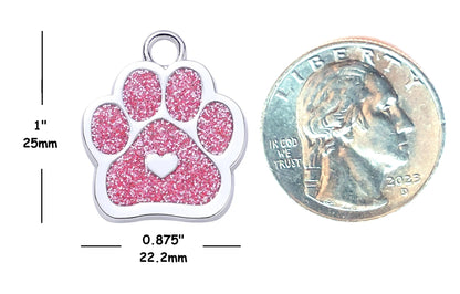 Personalized Dog/Cat Cute Paw Shape with Heart Pet ID Tag for Pet Collar or Key Chain - Puppy and Kitten Name tag