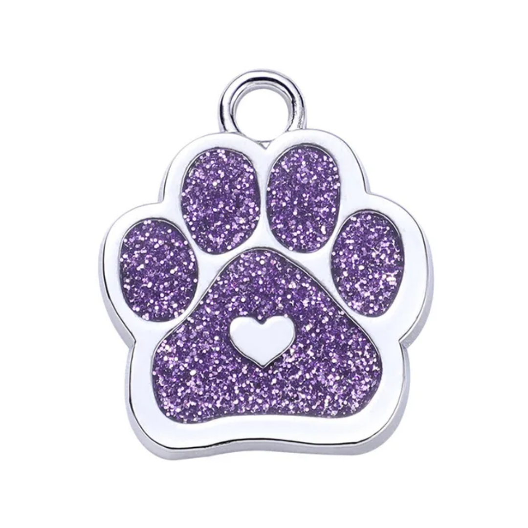Personalized Dog/Cat Cute Paw Shape with Heart Pet ID Tag for Pet Collar or Key Chain - Puppy and Kitten Name tag