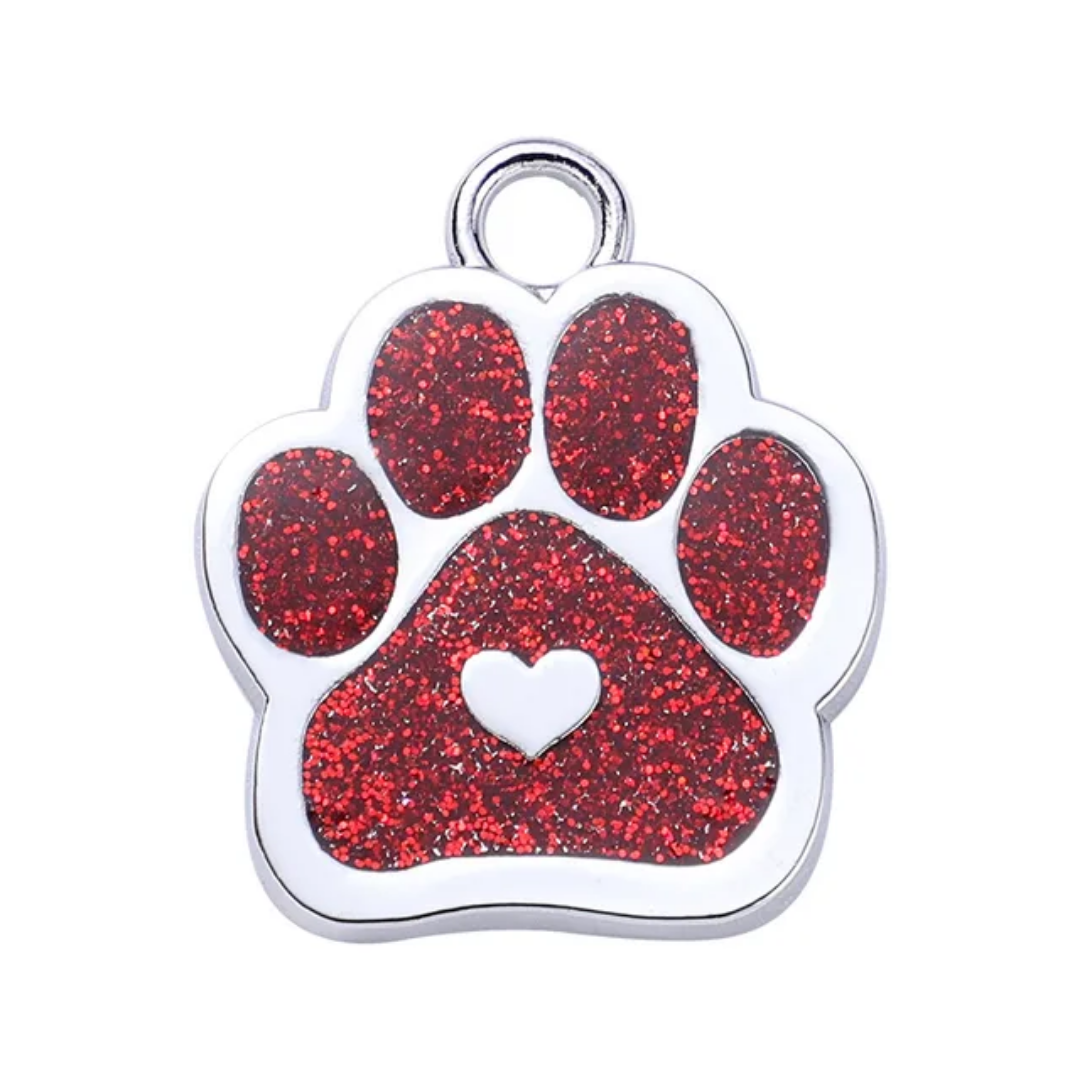 Personalized Dog/Cat Cute Paw Shape with Heart Pet ID Tag for Pet Collar or Key Chain - Puppy and Kitten Name tag