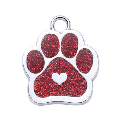 Personalized Dog/Cat Cute Paw Shape with Heart Pet ID Tag for Pet Collar or Key Chain - Puppy and Kitten Name tag