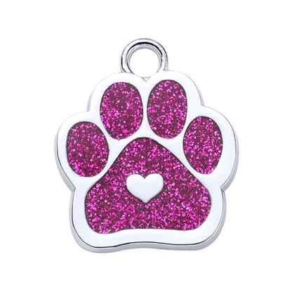 Personalized Dog/Cat Cute Paw Shape with Heart Pet ID Tag for Pet Collar or Key Chain - Puppy and Kitten Name tag