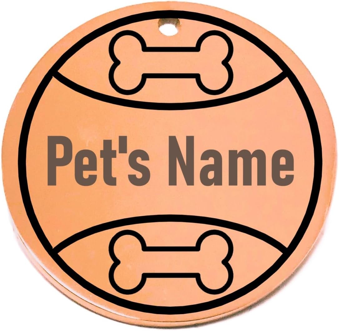 Rose Gold Play Ball Engraved Pet ID Tag Personalized for Pet Collar - Dog Tag, Cat ID Tag, Dog Name Tag