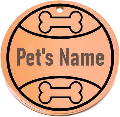 Rose Gold Play Ball Engraved Pet ID Tag Personalized for Pet Collar - Dog Tag, Cat ID Tag, Dog Name Tag