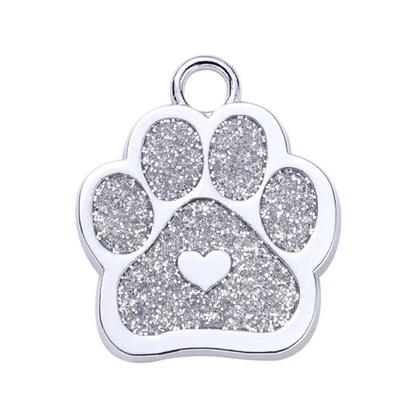 Personalized Dog/Cat Cute Paw Shape with Heart Pet ID Tag for Pet Collar or Key Chain - Puppy and Kitten Name tag