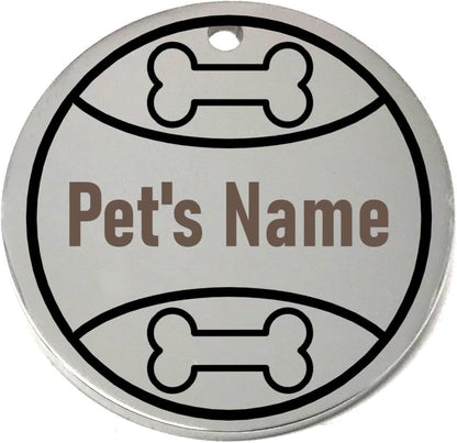 Silver Play Ball Engraved Pet ID Tag Personalized for Pet Collar - Dog Tag, Cat ID Tag, Dog Name Tag