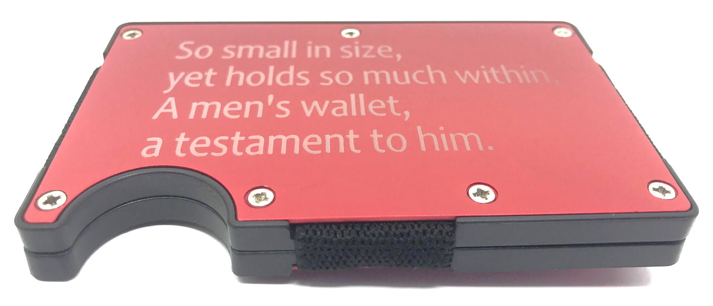 Customizable Aluminum Slim Wallet for Men with Money Clip - Laser Engraved(So small in size, yet holds so much within, A men's wallet, a testament to him.)