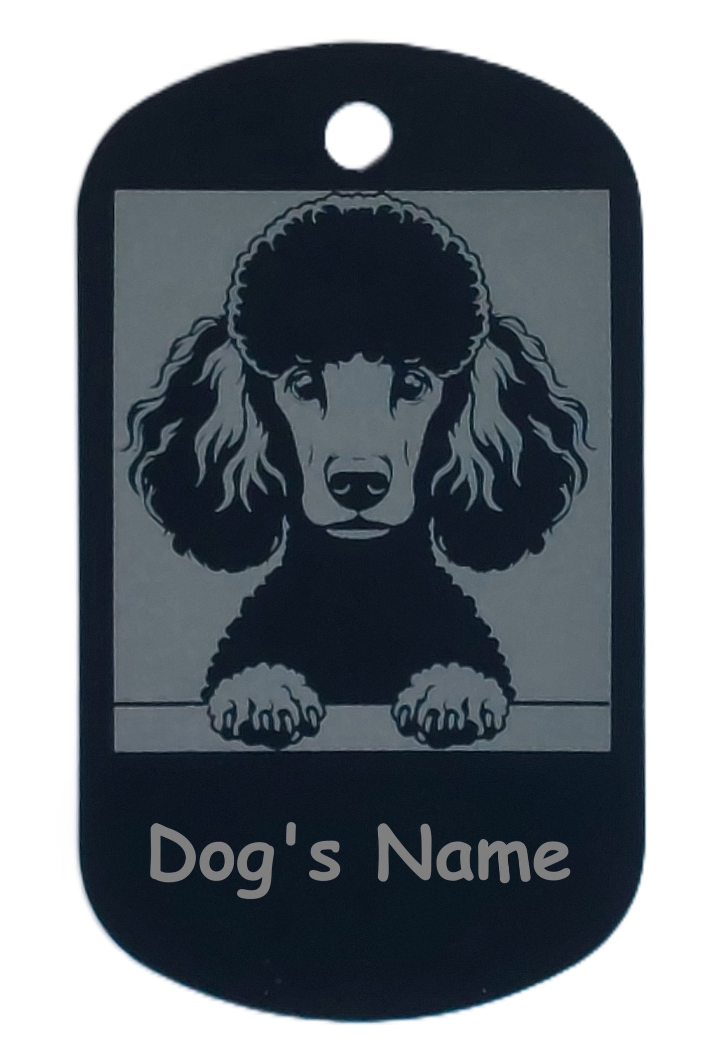 Rectangular Military Style Personalized/Customizable Poodle Dog ID tag - Cute Laser Engraved Dog Name tag for pet Collar