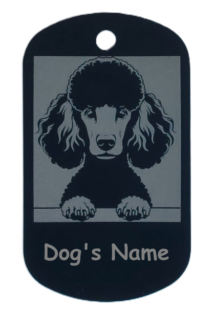 Rectangular Military Style Personalized/Customizable Poodle Dog ID tag - Cute Laser Engraved Dog Name tag for pet Collar