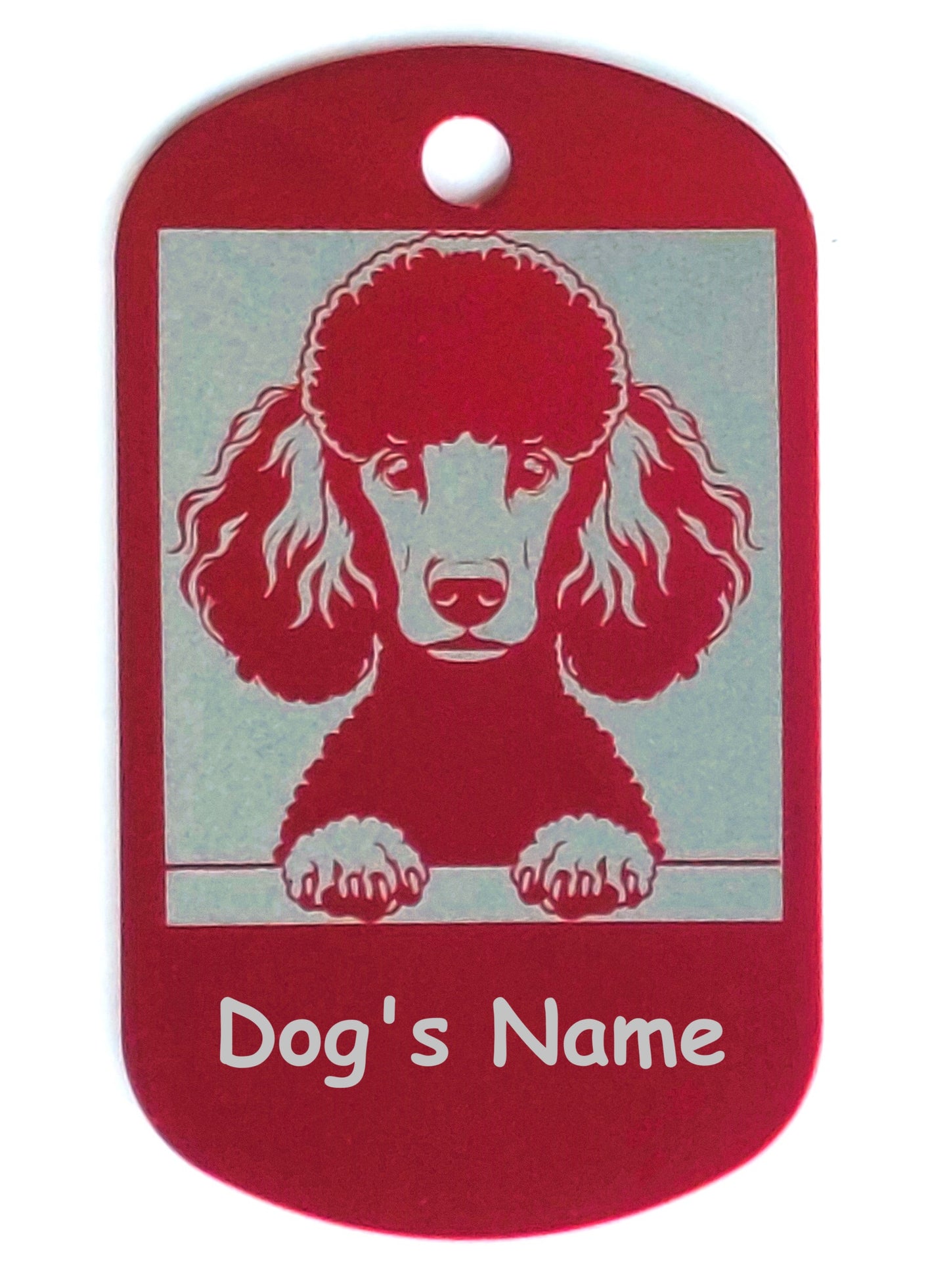 Rectangular Military Style Personalized/Customizable Poodle Dog ID tag - Cute Laser Engraved Dog Name tag for pet Collar