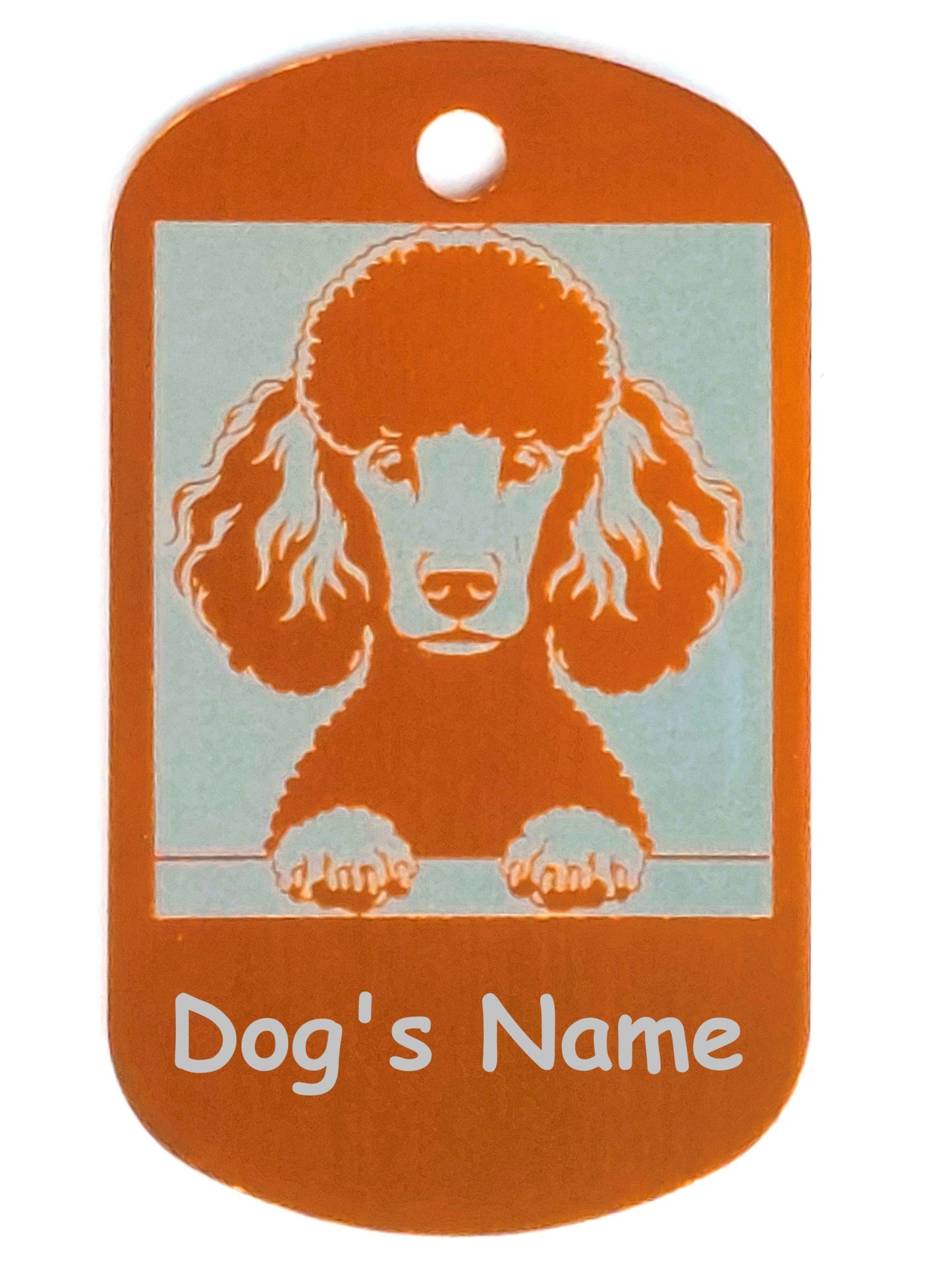 Rectangular Military Style Personalized/Customizable Poodle Dog ID tag - Cute Laser Engraved Dog Name tag for pet Collar