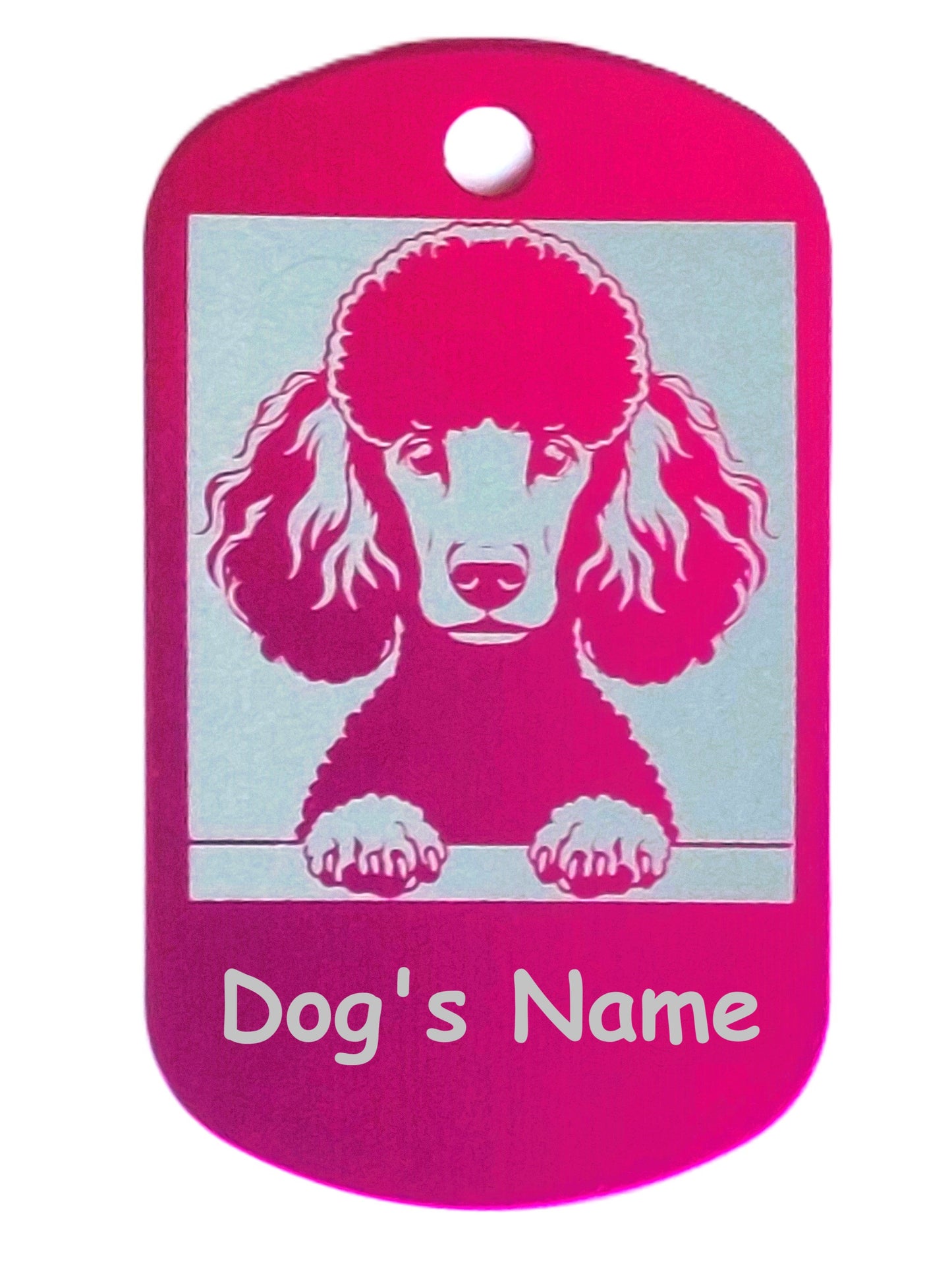 Rectangular Military Style Personalized/Customizable Poodle Dog ID tag - Cute Laser Engraved Dog Name tag for pet Collar