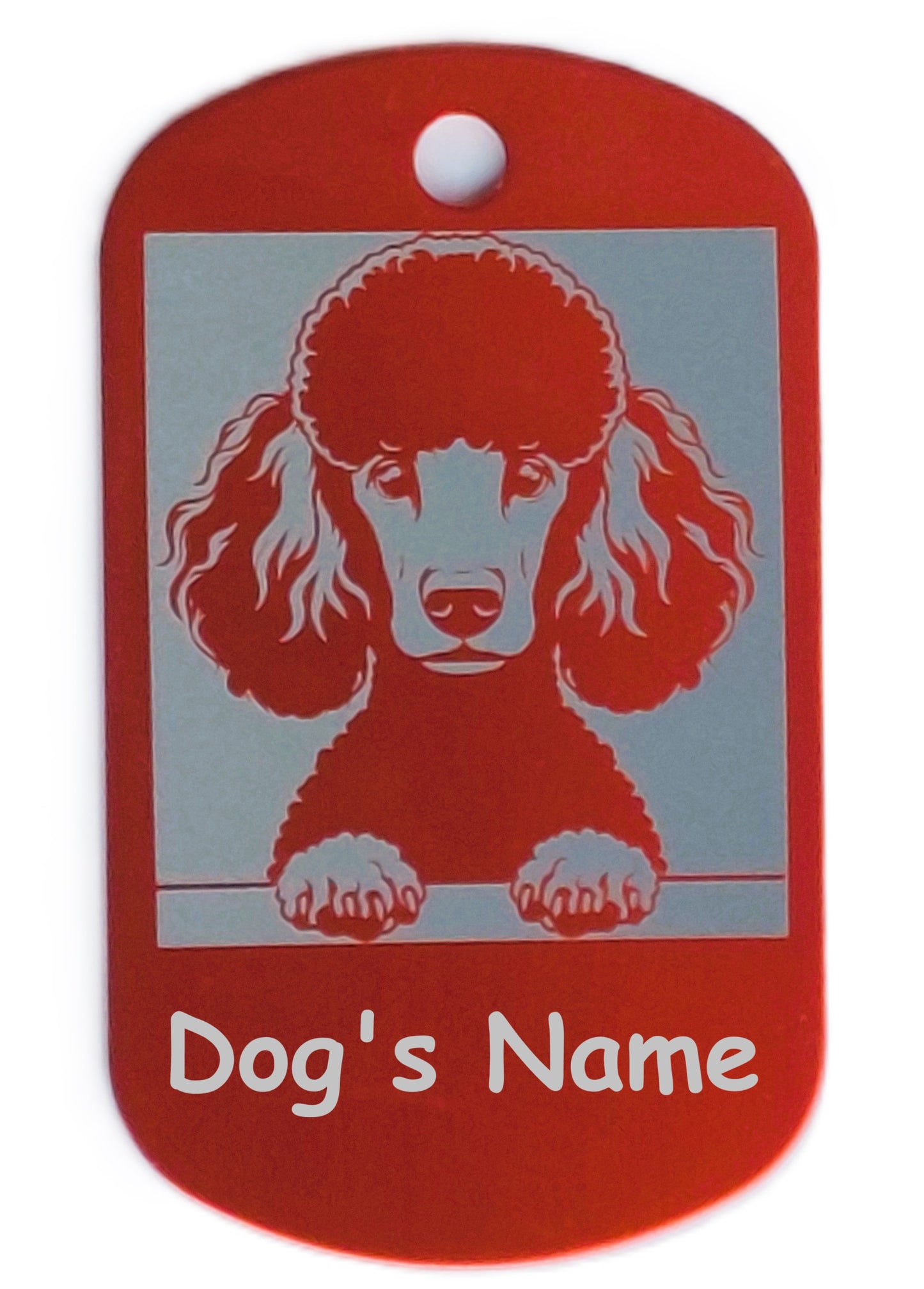 Rectangular Military Style Personalized/Customizable Poodle Dog ID tag - Cute Laser Engraved Dog Name tag for pet Collar