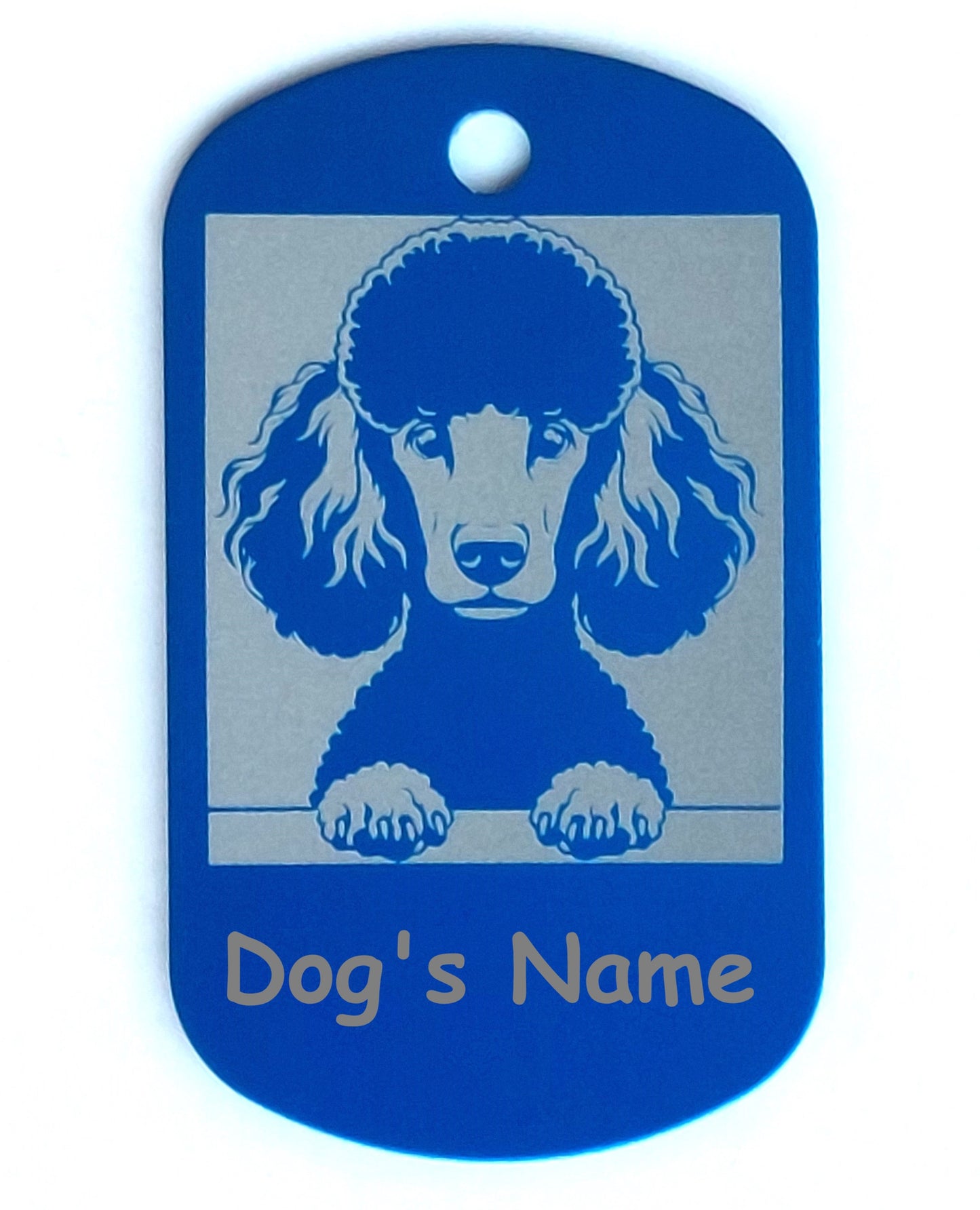 Rectangular Military Style Personalized/Customizable Poodle Dog ID tag - Cute Laser Engraved Dog Name tag for pet Collar
