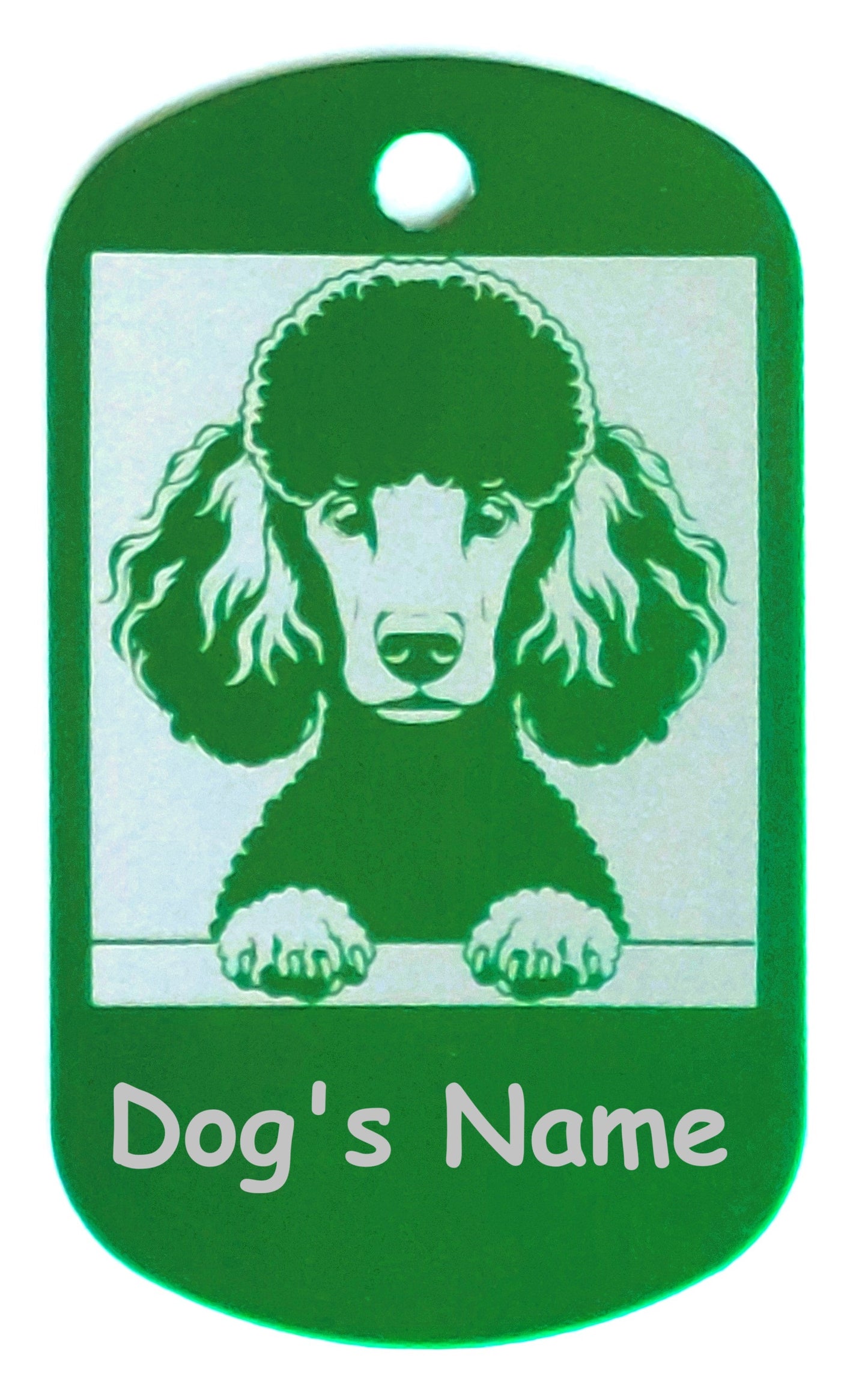Rectangular Military Style Personalized/Customizable Poodle Dog ID tag - Cute Laser Engraved Dog Name tag for pet Collar