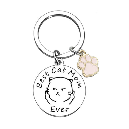 Funny Best Cat Mom Ever Keychain With Cute Paw & Keyring - funny cat key chain, cat mom gifts, funny cat key ring, kitty cat keychain, cat cute paw keyring, cat lover stocking stuffers, safety cat keychain, sushi cat keychain, wild cat personal keychain