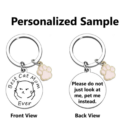 Funny Best Cat Mom Ever Keychain With Cute Paw & Keyring - funny cat key chain, cat mom gifts, funny cat key ring, kitty cat keychain, cat cute paw keyring, cat lover stocking stuffers, safety cat keychain, sushi cat keychain, wild cat personal keychain