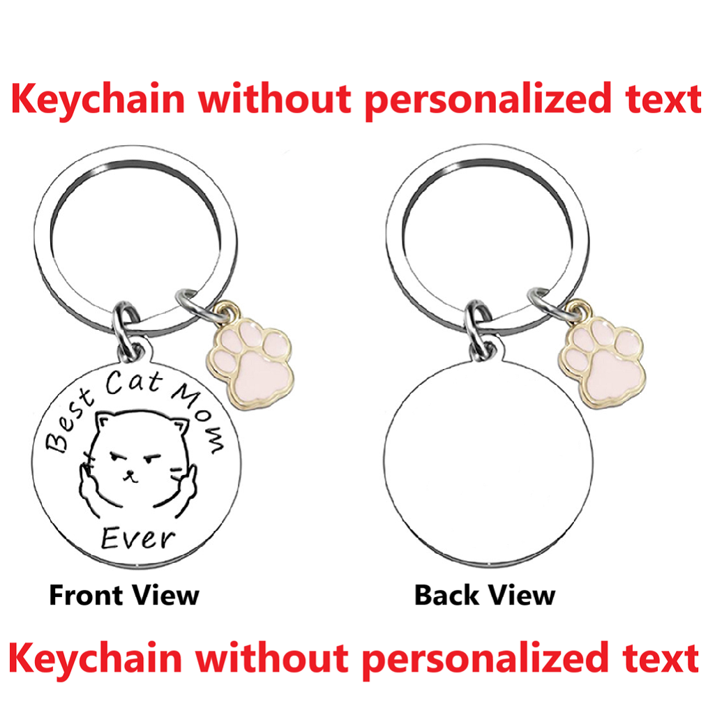 Funny Best Cat Mom Ever Keychain With Cute Paw & Keyring - funny cat key chain, cat mom gifts, funny cat key ring, kitty cat keychain, cat cute paw keyring, cat lover stocking stuffers, safety cat keychain, sushi cat keychain, wild cat personal keychain