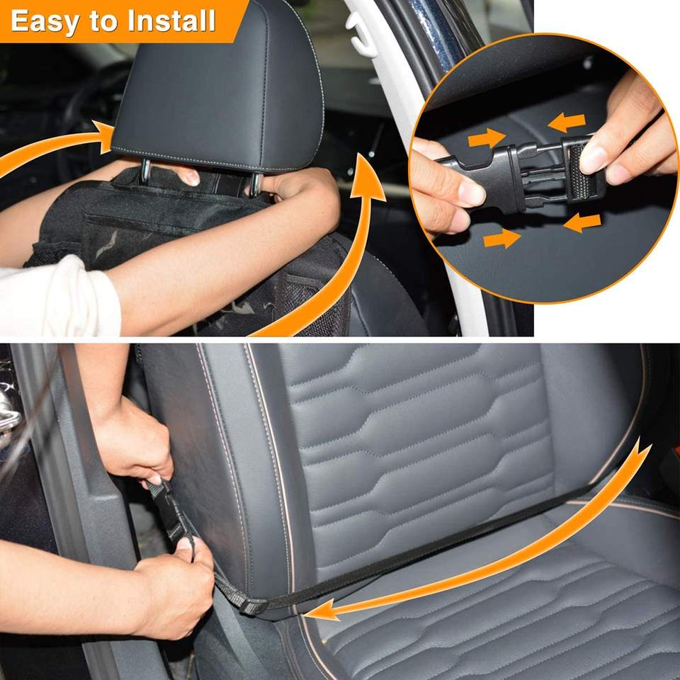 Multi-Pockets Front-Back Seat Car Organizer/Storage with Touch Screen Tablet Holder - baby toy car storage, car accessories set, car organization, road trip must-haves for kids, kids travel essentials, accessories for long trips, car camping essentials