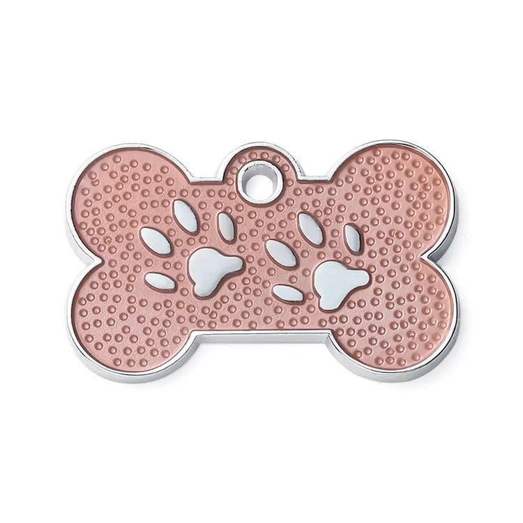 Personalized Pet Name Tags with Dog Bone-Shaped and Paw Print - custom pet ID tag, engraved puppy name tag, cute puppy ID tag for dog collar