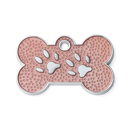 Personalized Pet Name Tags with Dog Bone-Shaped and Paw Print - custom pet ID tag, engraved puppy name tag, cute puppy ID tag for dog collar