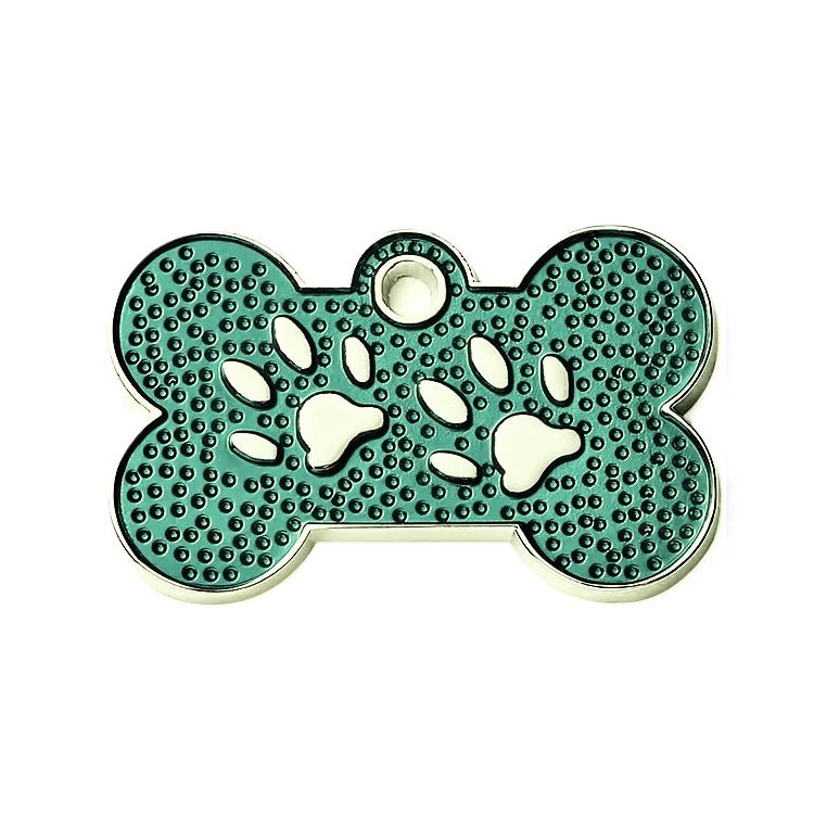 Personalized Pet Name Tags with Dog Bone-Shaped and Paw Print - custom pet ID tag, engraved puppy name tag, cute puppy ID tag for dog collar