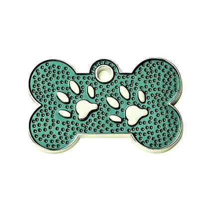 Personalized Pet Name Tags with Dog Bone-Shaped and Paw Print - custom pet ID tag, engraved puppy name tag, cute puppy ID tag for dog collar